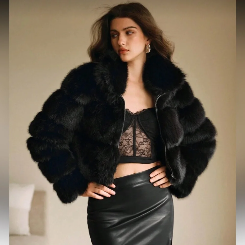 Luxury quilted faux fur jacket vintage style coat zip up cream - Picture 6 of 11